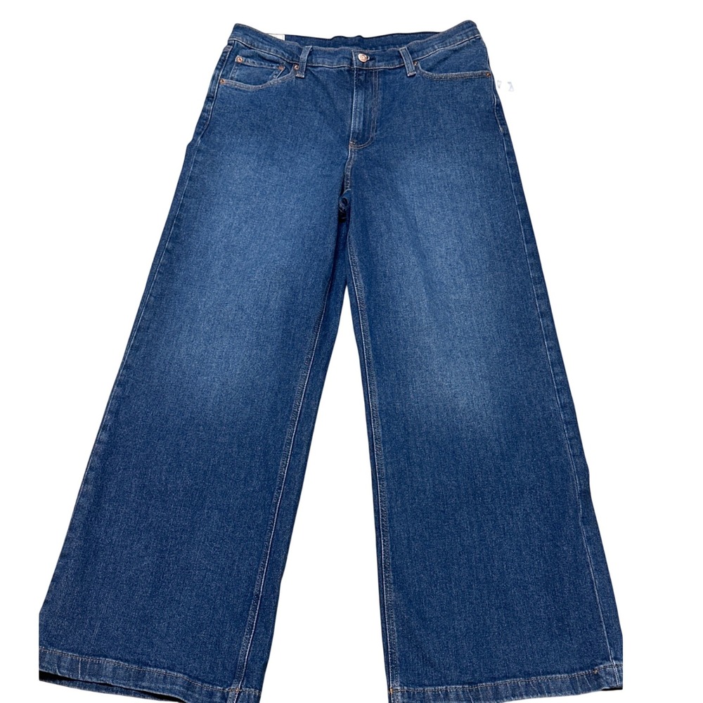 GAP High Rise Stride Wide Leg Jeans Dark Wash Blue Size 32 14R New NWT